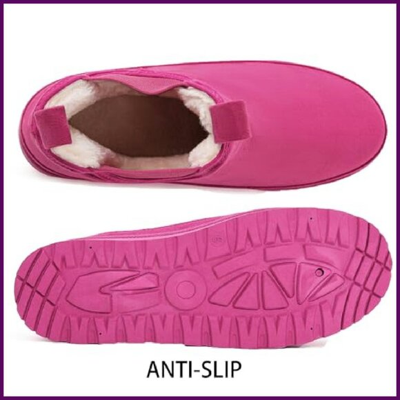 Platform Chelsea Boots Faux Suede Slip-On Winter Booties Size 7 - Picture 6 of 8